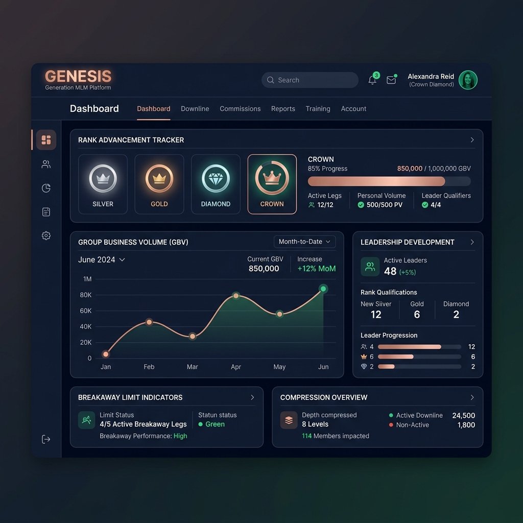 ApexChain MLM Software Dashboard Mockup