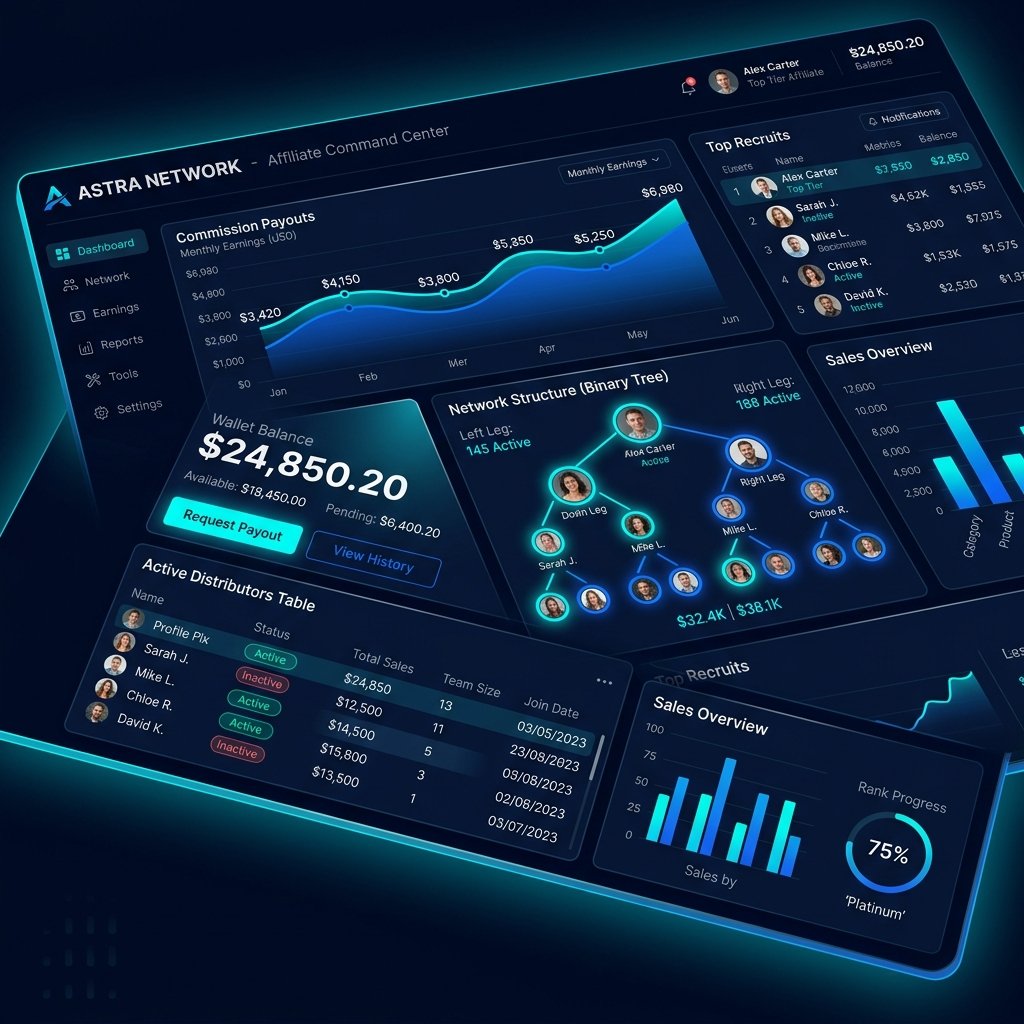 ApexChain MLM Software Dashboard Mockup